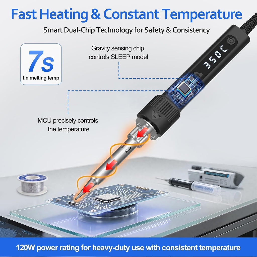 120W Fast Heating Adjustable Temperature Soldering Iron Kit