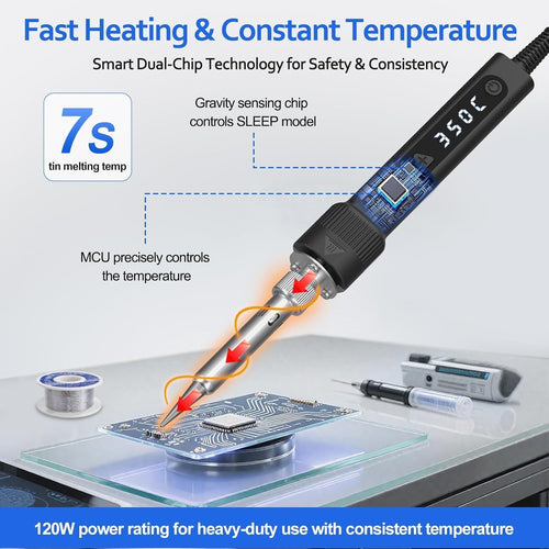 120W Fast Heating Adjustable Temperature Soldering Iron Kit