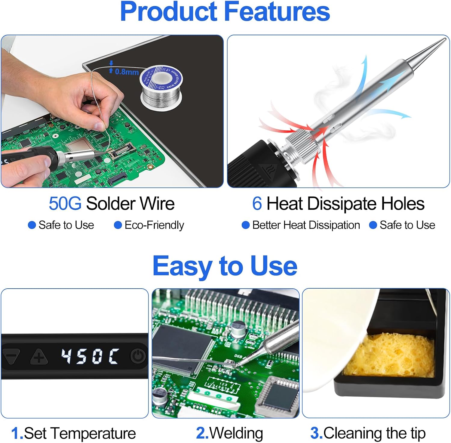 120W Fast Heating Adjustable Temperature Soldering Iron Kit