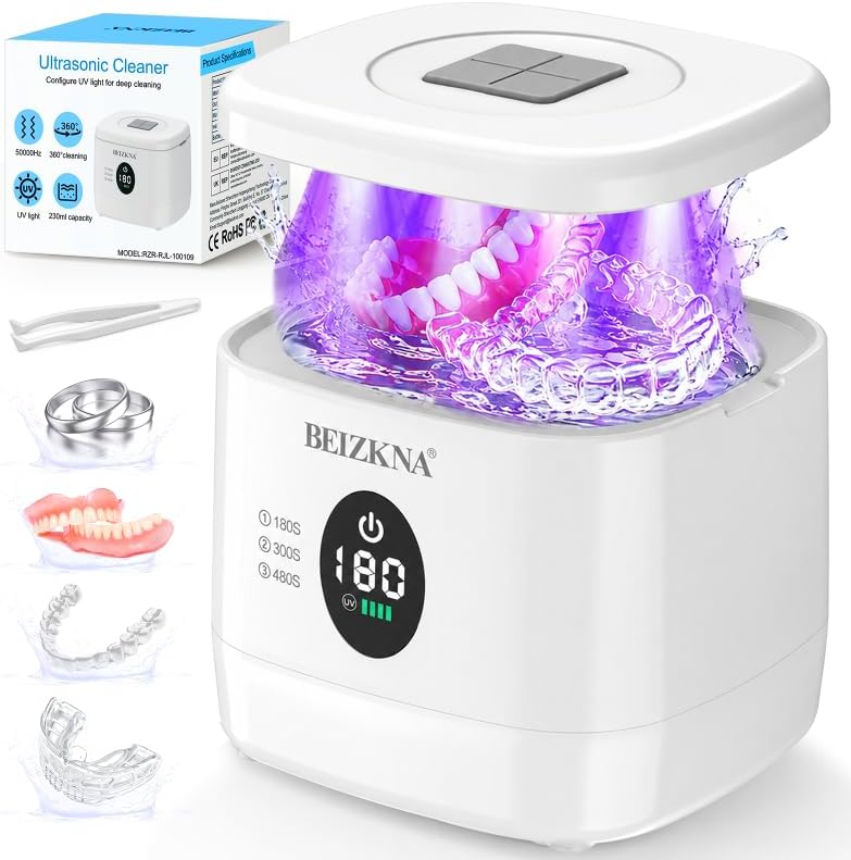 Beizkna Ultraschallreiniger für Zahnspangen & Zahnschienen, 50 kHz