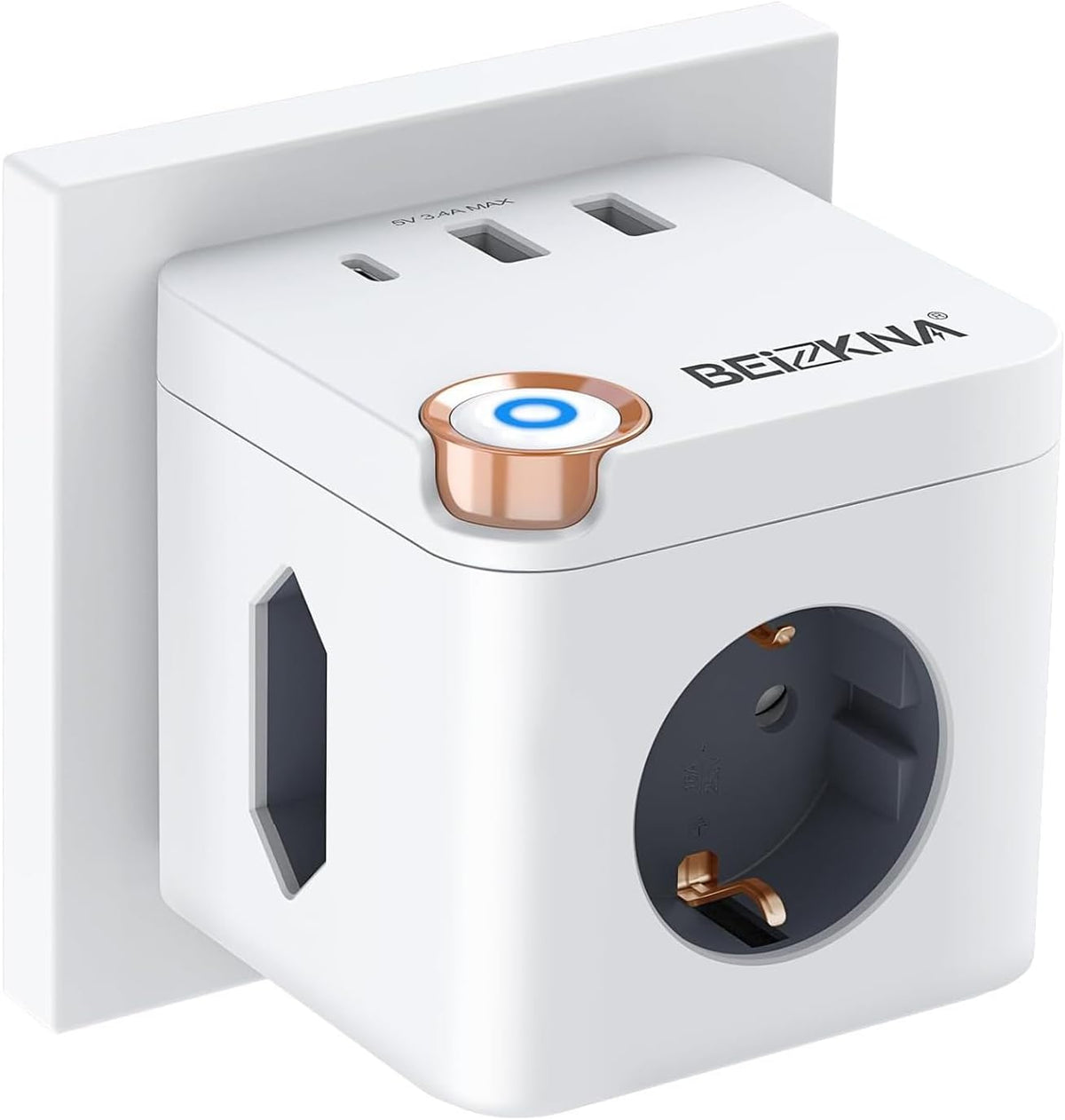 Beizkna 6-in-1 Steckdosenwürfel mit USB-C & USB-A