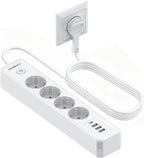 Darbony 8-in-1 Steckdosenleiste mit USB-C & 2 m Kabel