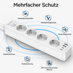 Beizkna 8-in-1 Steckdosenleiste mit USB-C, 4000W & 1,8 m Kabel