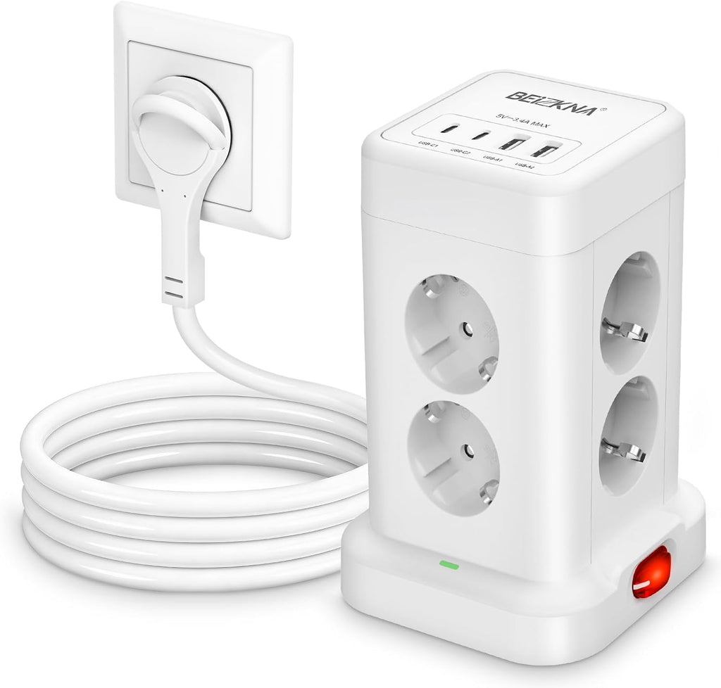 Beizkna 12-in-1 Steckdosenleiste mit USB-C & 2 m Kabel