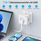 Darbony 7-in-1 Steckdosenwürfel mit 2 USB-C & 2 USB-A