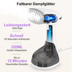 RICOKEY Handdampfglätter 1650W mit Schnellaufheizung & 320ml Wassertank