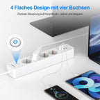 Darbony 8-in-1 Steckdosenleiste mit USB-C & 2 m Kabel