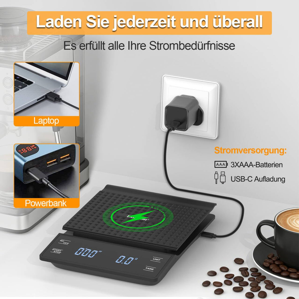 Edasion Präzisions-Kaffeewaage mit Timer, 0,1 g–3 kg