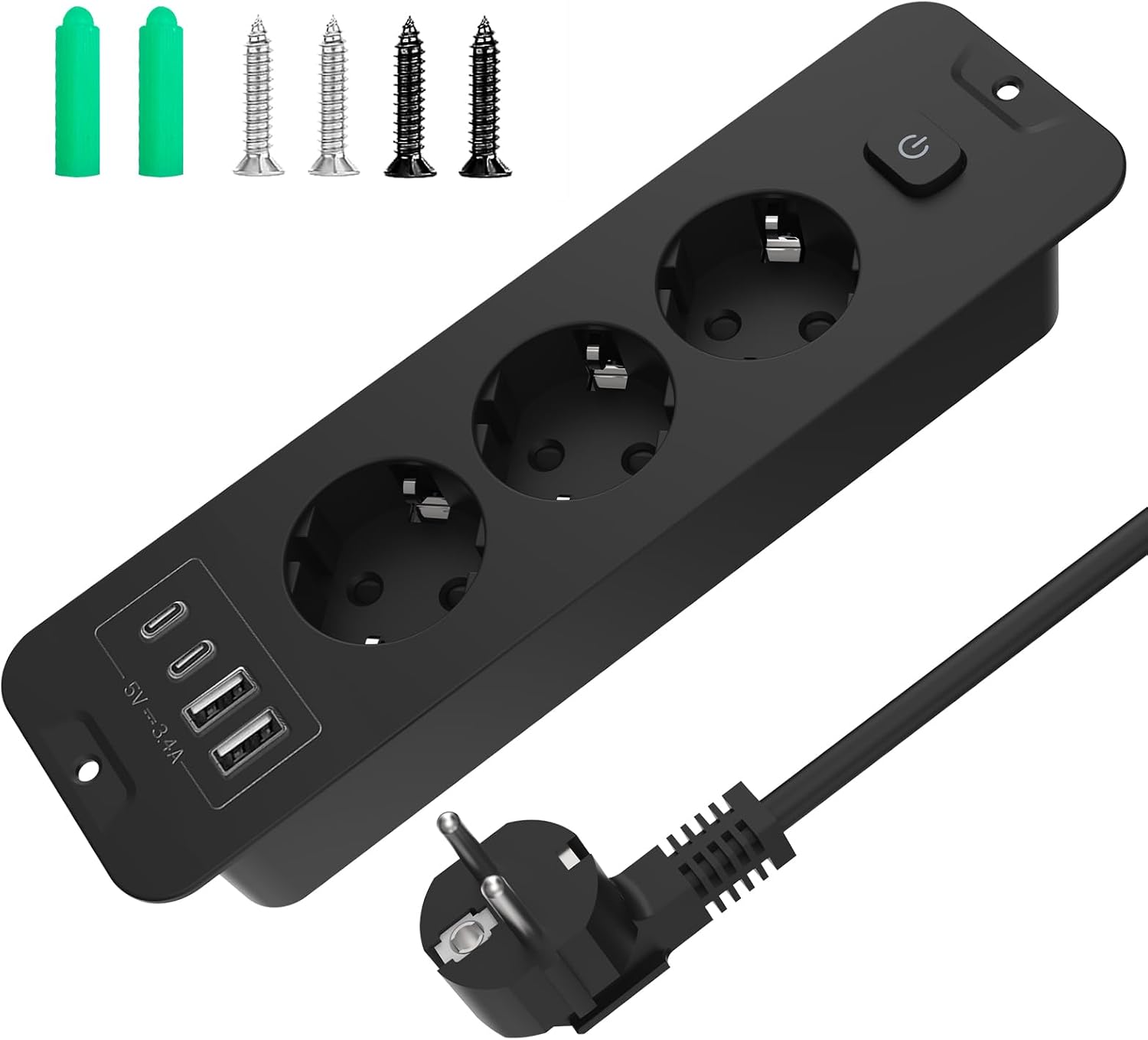 Darbony 7-in-1 Einbausteckdose mit USB-C PD & USB-A