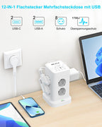 Beizkna 12-in-1 Steckdosenleiste mit USB-C & 2 m Kabel