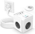 7-in-1 Steckdosenwürfel mit 2 USB-C & 2 USB-A, 2 m Kabel