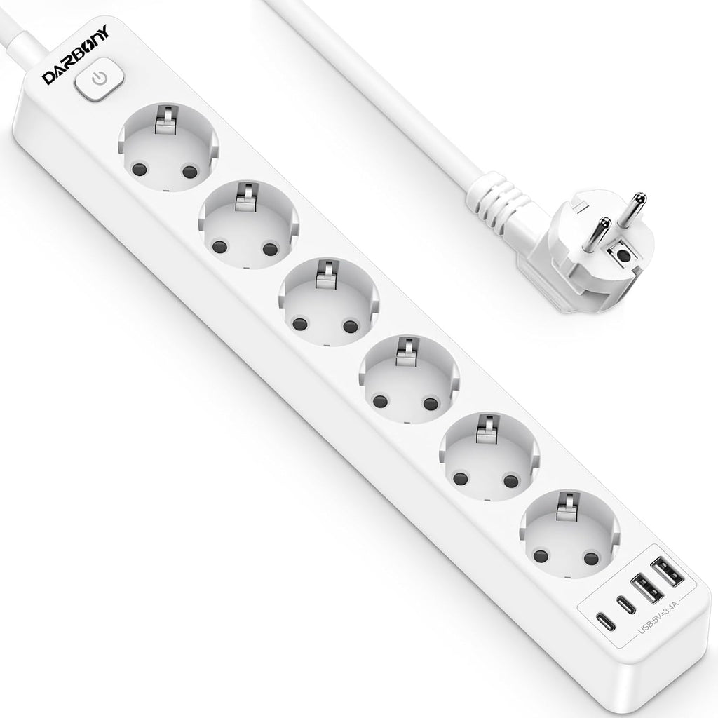 Beizkna 10-in-1 Steckdosenleiste mit USB-C, 3680W & 1,8 m Kabel