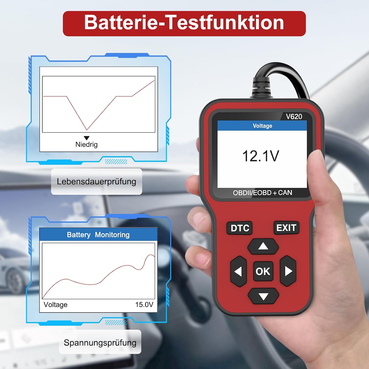 RICOKEY V620 OBD2 Diagnosegerät – Kfz-Fehlerdiagnosegerät