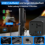 Edasion LED-Taschenlampe 50000 Lumen, USB-C, IP67