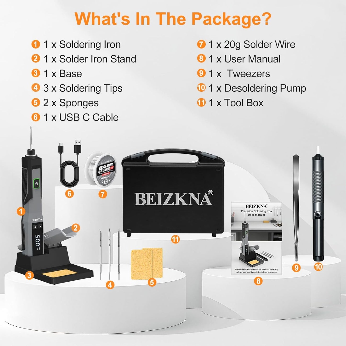 Soldering Iron Kit Cordless Soldering Iron 5s Fast Heating 392-932℉ 3200mAh Battery, LED Display, Auto Sleep, Portable Electric USB Rechargeable Solder Gun Wireless Welding Pen for Precision Repair