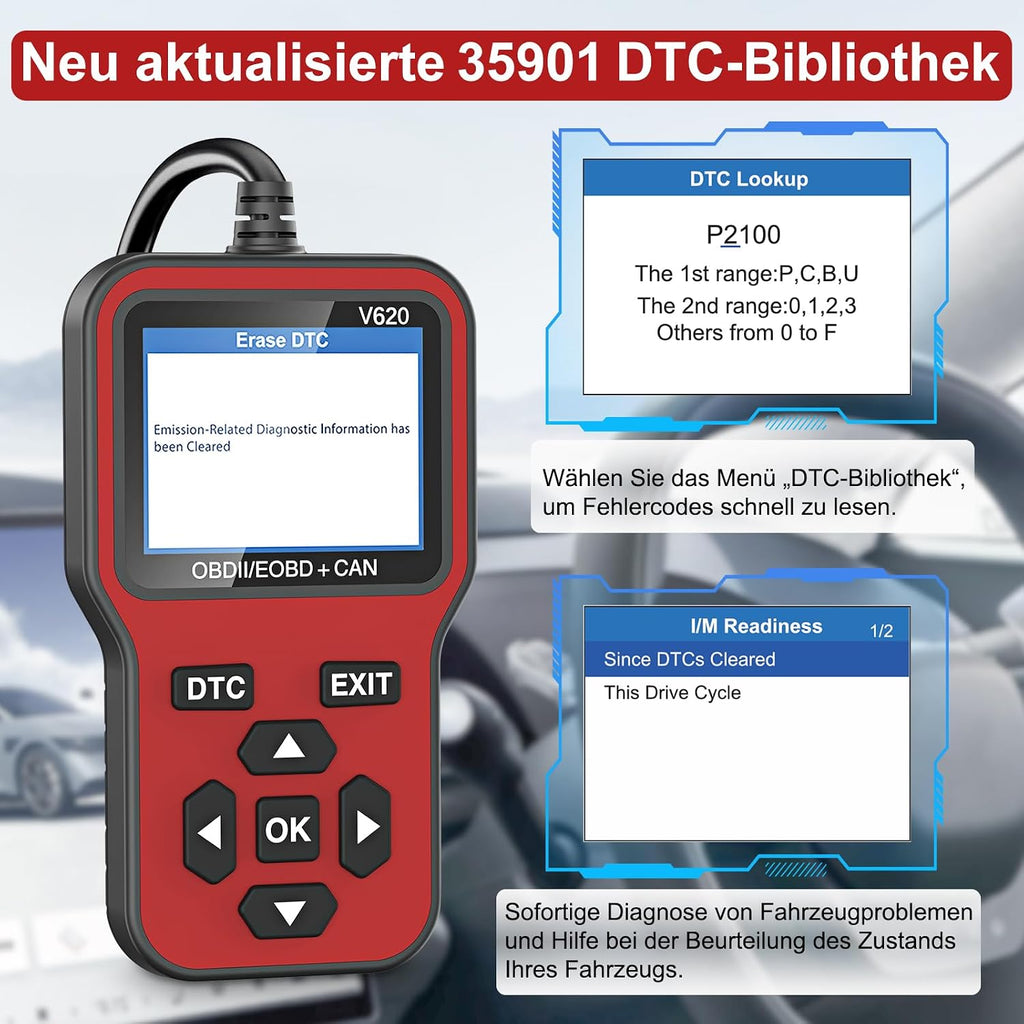 RICOKEY V620 OBD2 Diagnosegerät – Kfz-Fehlerdiagnosegerät