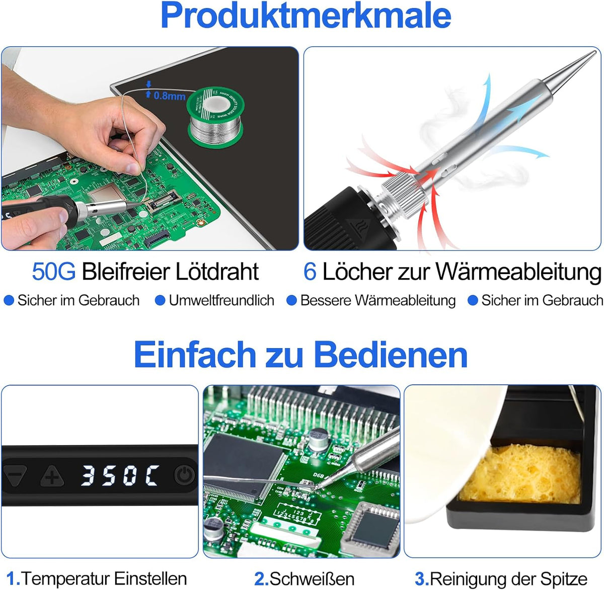 EROIZNY 120W Lötkolben Set mit Schnellaufheizung & Digitalanzeige