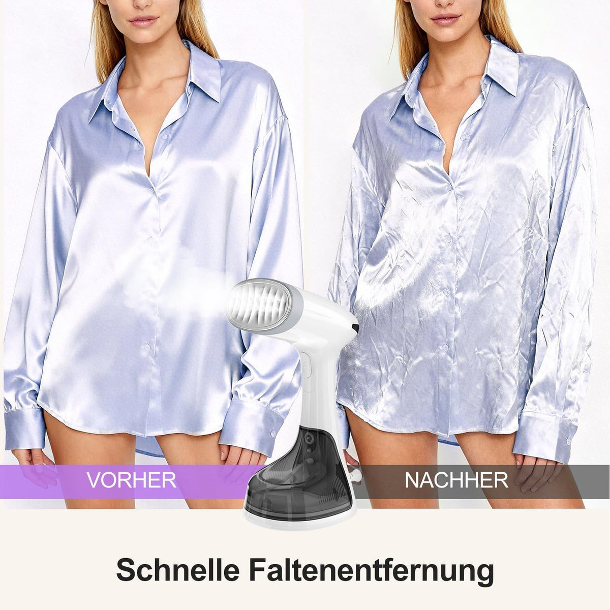 RICOKEY Handdampfglätter 1650W mit Schnellaufheizung & 320ml Wassertank