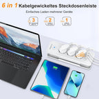 EROIZNY 6-in-1 Steckdosenleiste mit USB-C PD 20W & 1,5 m Kabel