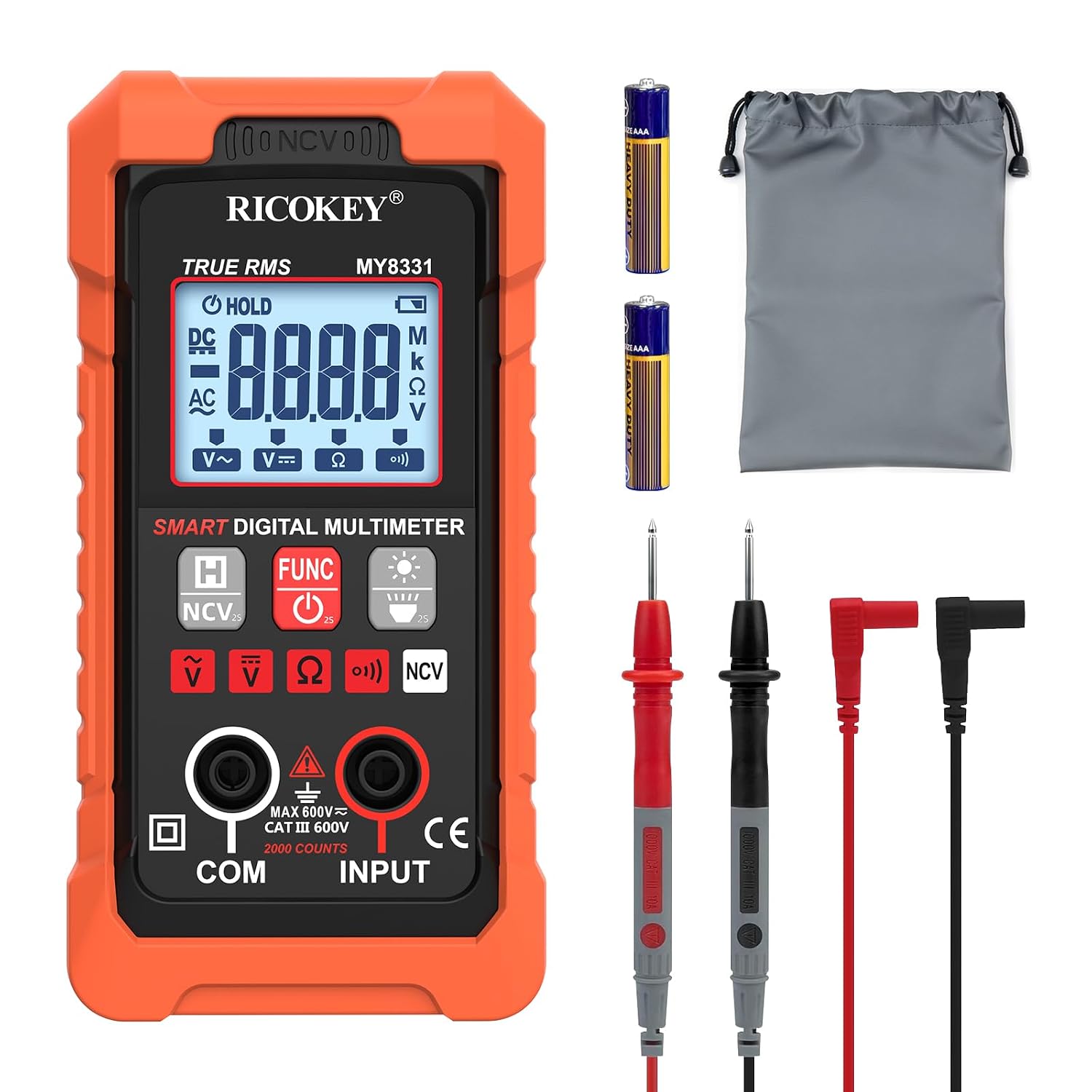 RICOKEY Smart Digital Multimeter mit Auto-Range & NCV-Funktion