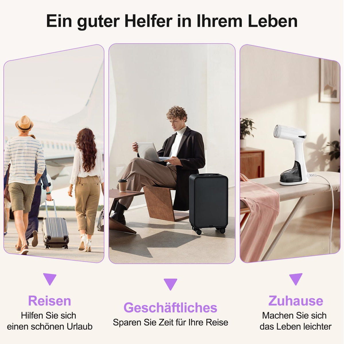 RICOKEY Handdampfglätter 1650W mit Schnellaufheizung & 320ml Wassertank