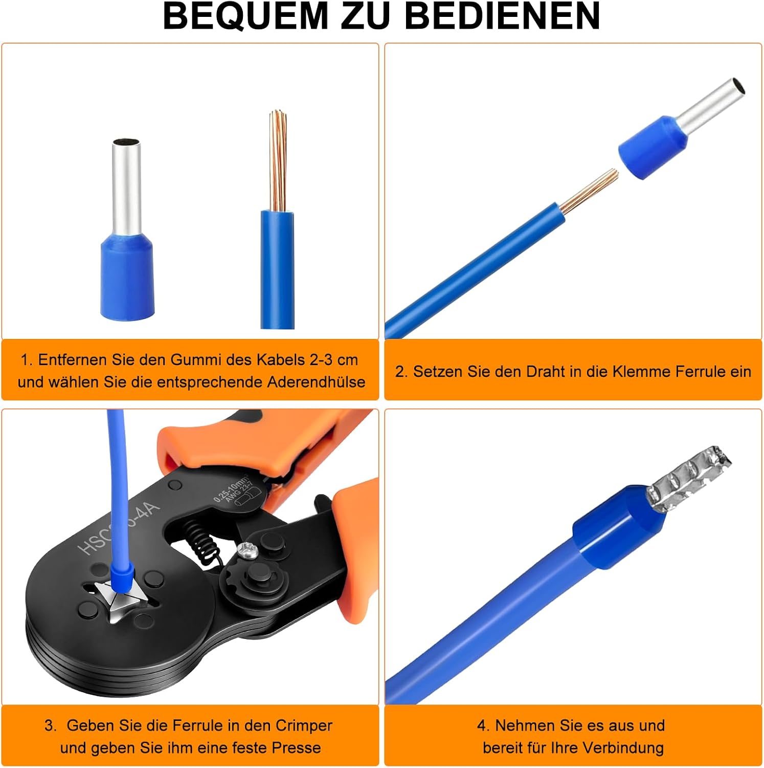 Beizkna Crimpzange Set mit 1250 Aderendhülsen