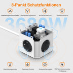 7-in-1 Steckdosenwürfel mit 2 USB-C & 2 USB-A, 2 m Kabel