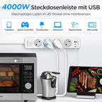 Beizkna 8-in-1 Steckdosenleiste mit USB-C, 4000W & 1,8 m Kabel