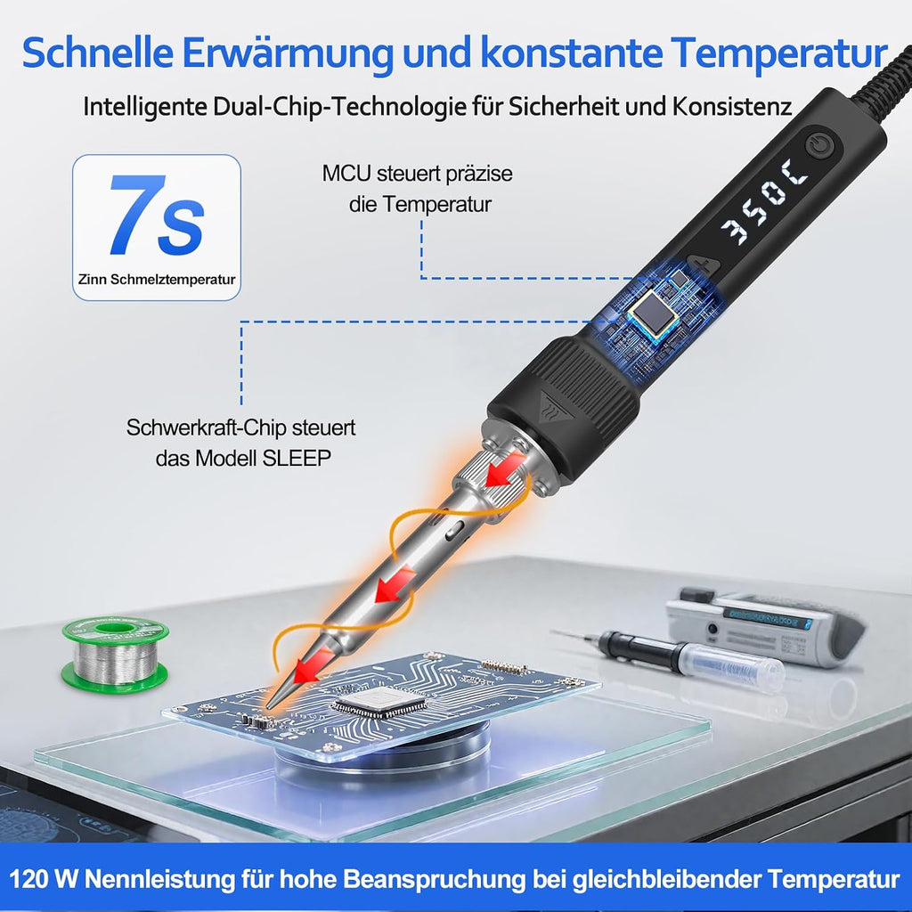 EROIZNY 120W Lötkolben Set mit Schnellaufheizung & Digitalanzeige