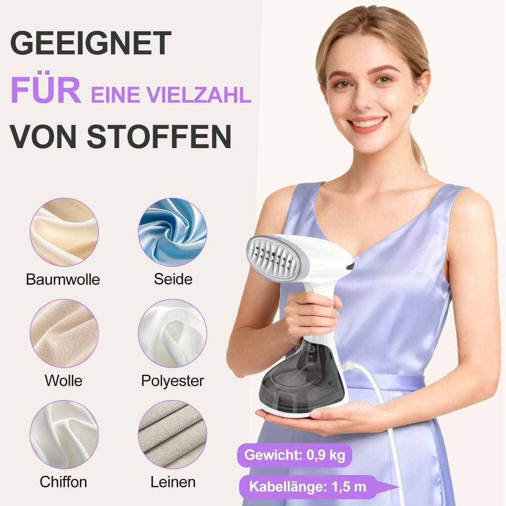 RICOKEY Handdampfglätter 1650W mit Schnellaufheizung & 320ml Wassertank