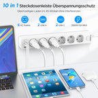 Beizkna 10-in-1 Steckdosenleiste mit USB-C, 3680W & 1,8 m Kabel