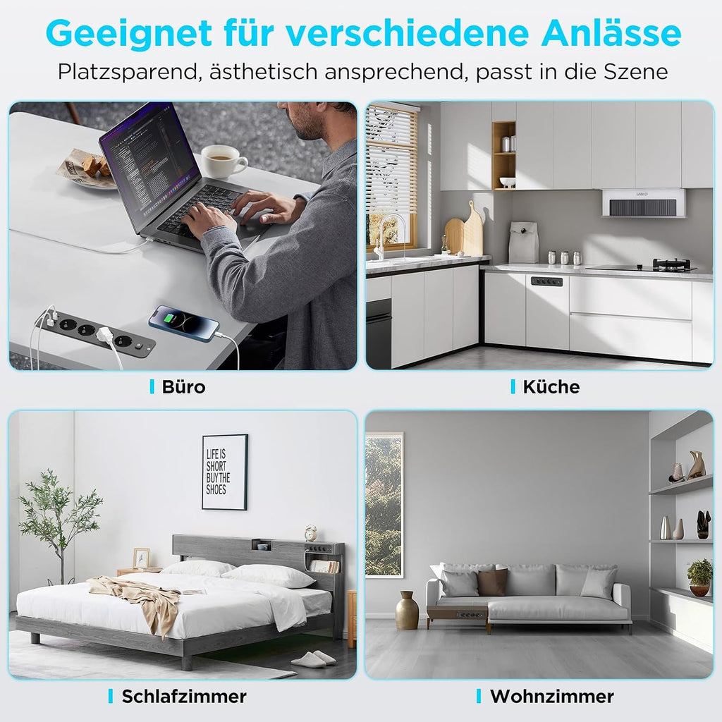 Darbony 8-in-1 Einbausteckdose mit USB-C PD 20W & USB-A