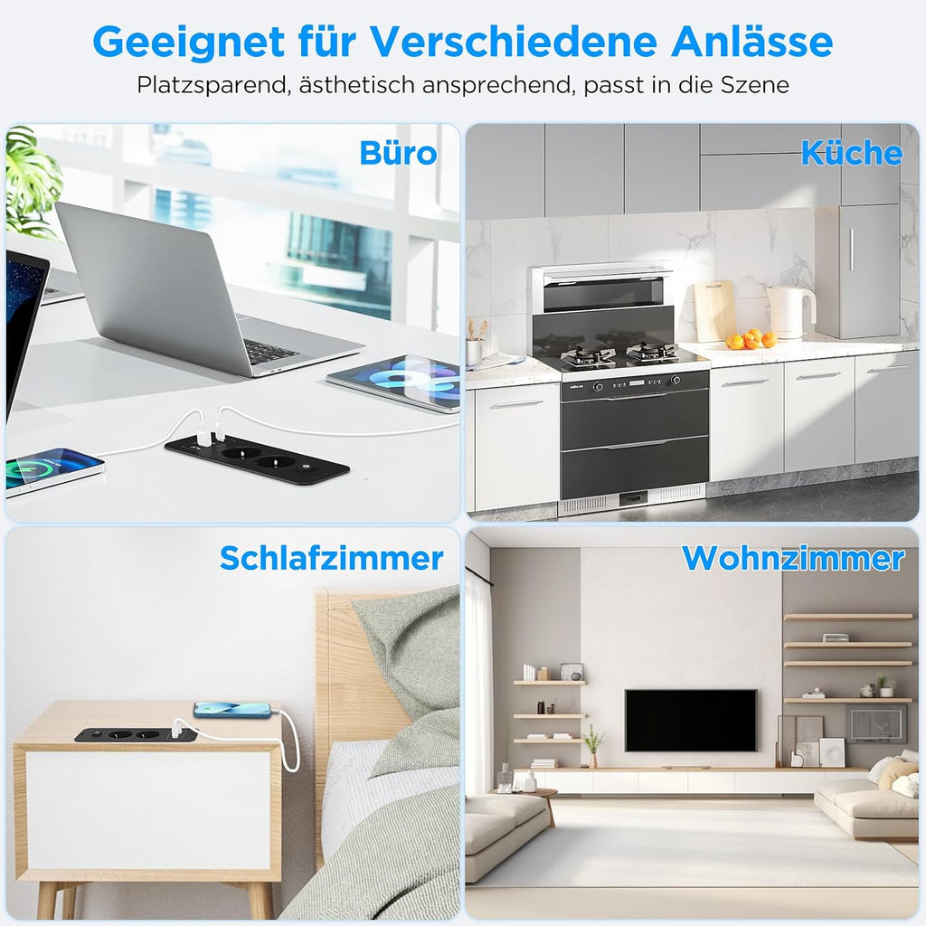 Darbony Einbausteckdose mit USB-C PD & 4 Steckdosen