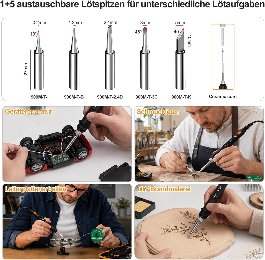 Beizkna 80W Lötkolben Set mit LED-Temperaturanzeige & Schnellaufheizung