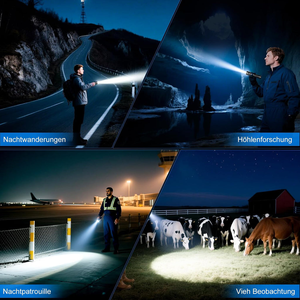 Edasion LED-Taschenlampe 50000 Lumen, USB-C, IP67