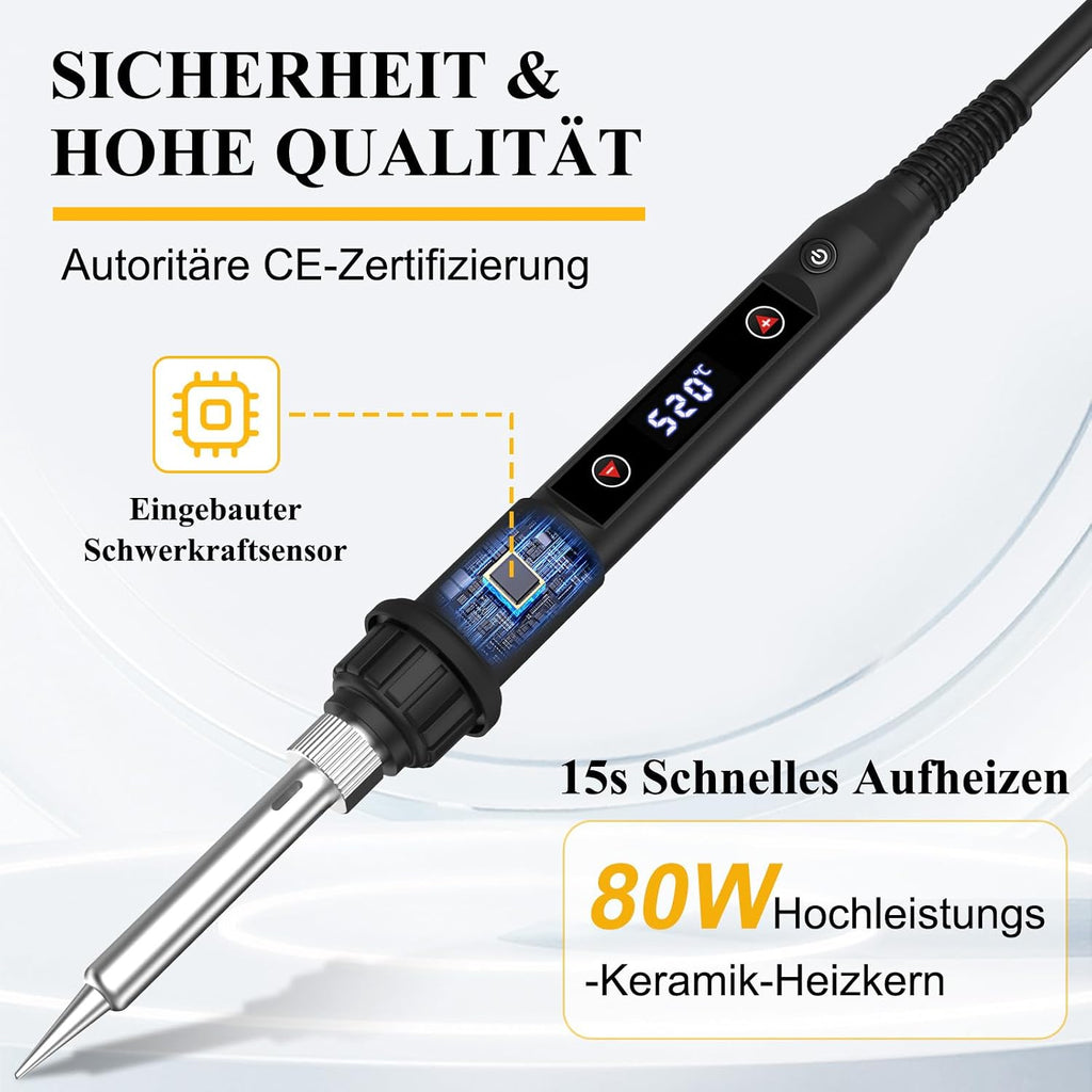 Edasion 80W Lötkolben Set mit Schnellaufheizung & Temperaturregelung