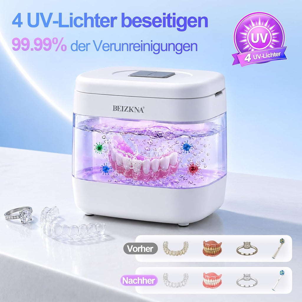 Beizkna Ultraschallreiniger für Zahnspangen & Zahnschienen, 50 kHz
