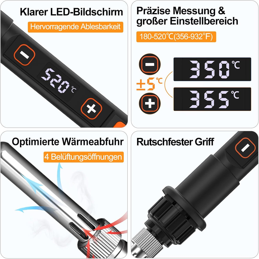 Beizkna 80W Lötkolben Set mit LED-Temperaturanzeige & Schnellaufheizung