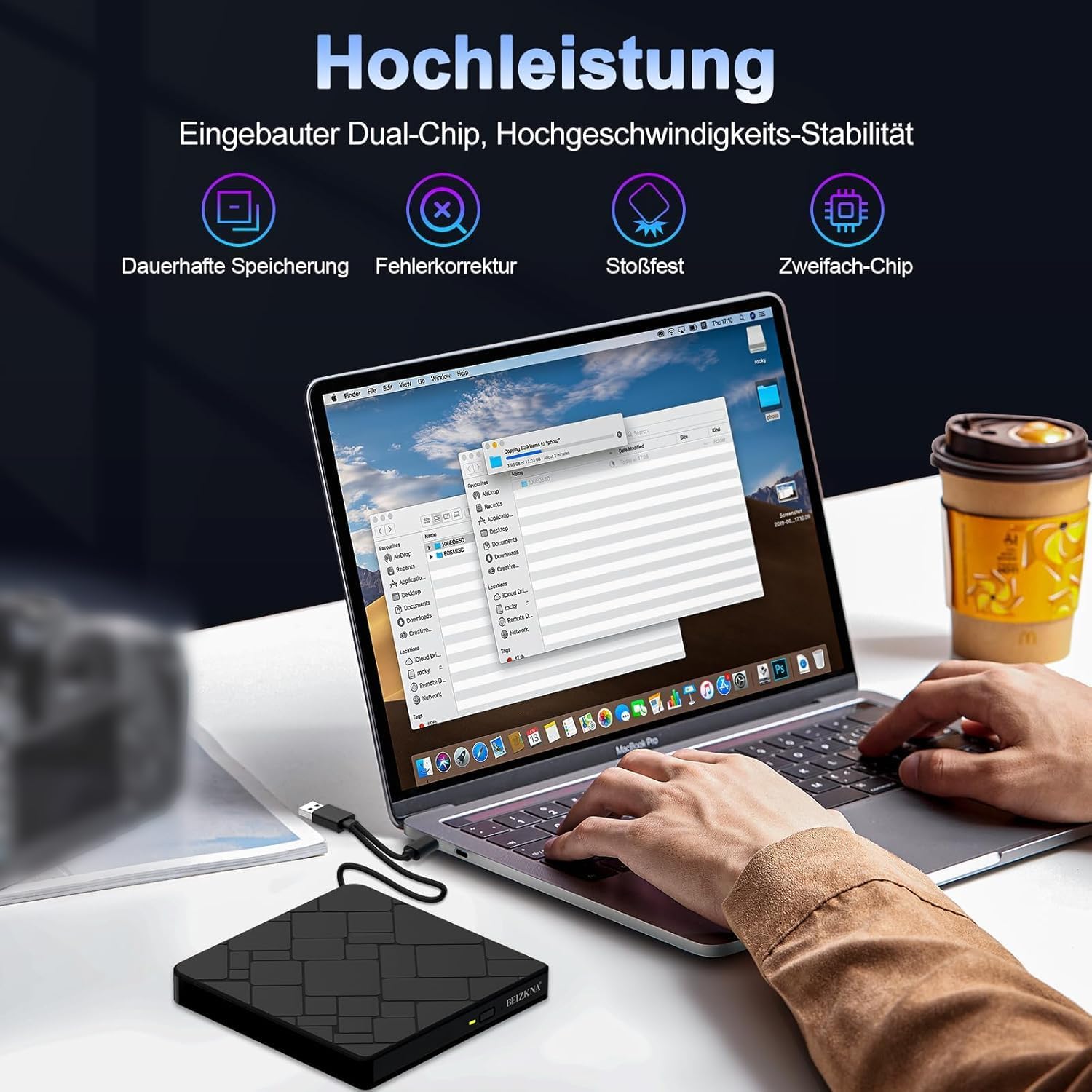 Beizkna 8-in-1 Externes DVD-Laufwerk mit USB-C & Kartenleser