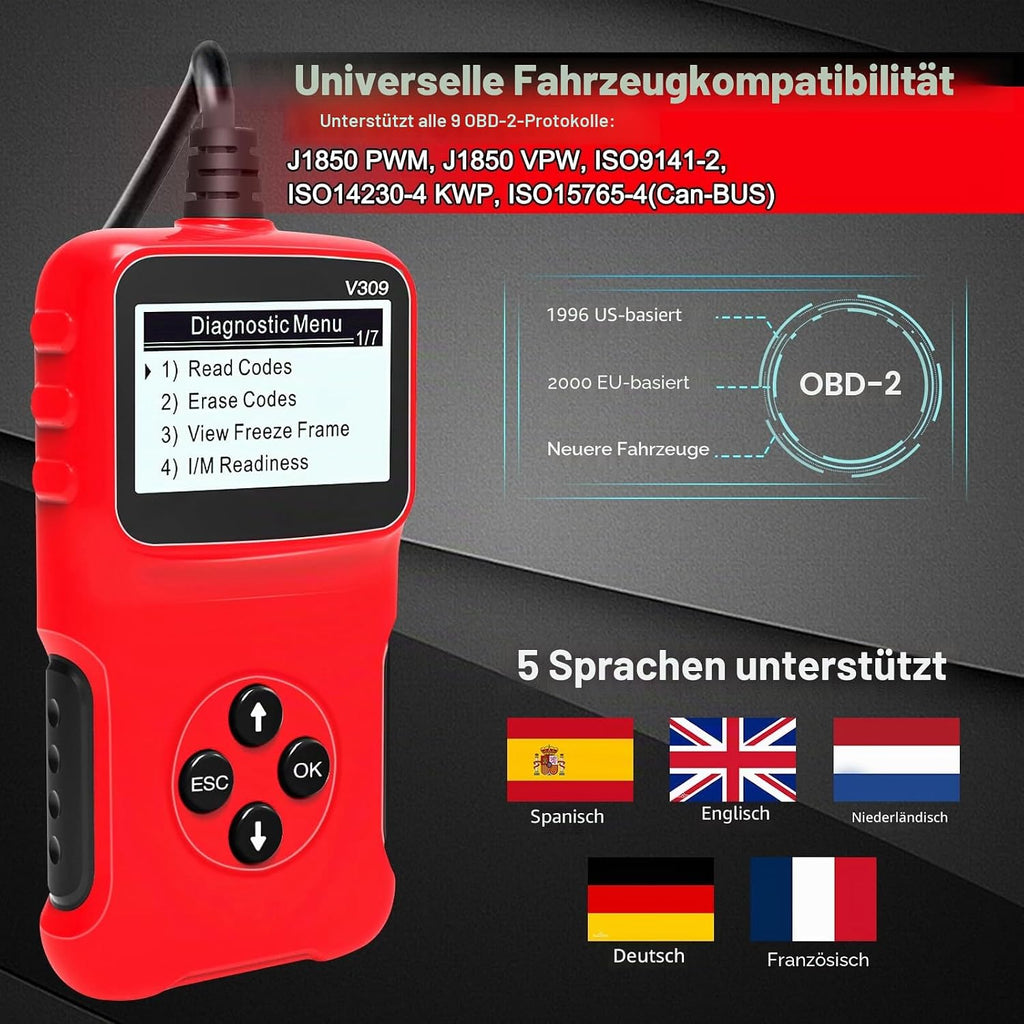 RICOKEY V309 OBD2 Diagnosegerät – KFZ Fehlercode-Lesegerät