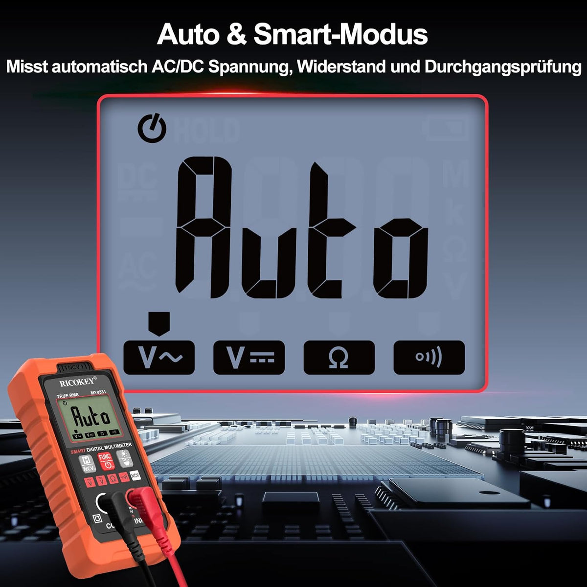 RICOKEY Smart Digital Multimeter mit Auto-Range & NCV-Funktion