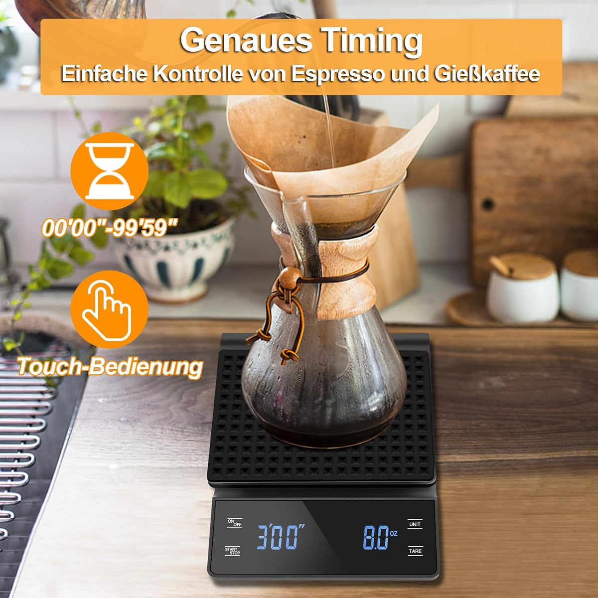 Edasion Präzisions-Kaffeewaage mit Timer, 0,1 g–3 kg