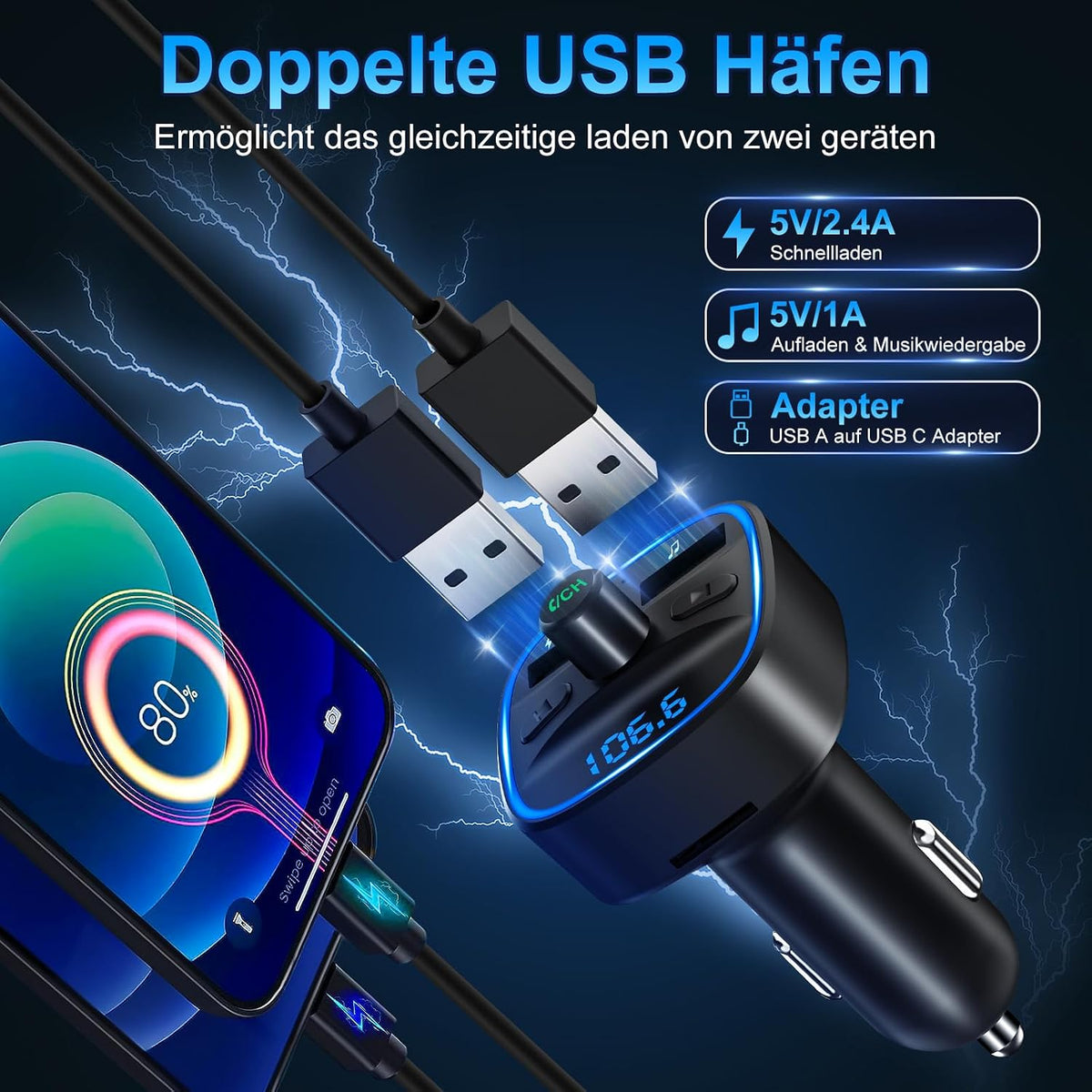 Beizkna DE50 Bluetooth 5.3 FM-Transmitter für Auto