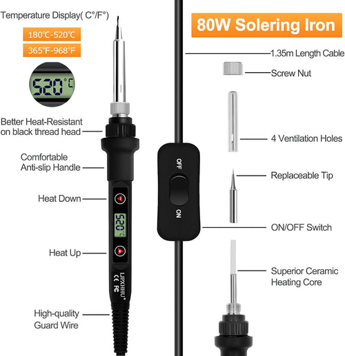 80W LCD Adjustable Temperature Soldering Iron Kit