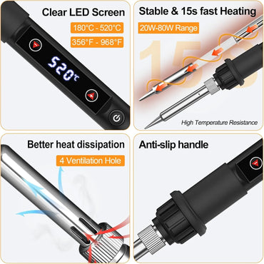 80W Adjustable Temperature Soldering Iron Kit