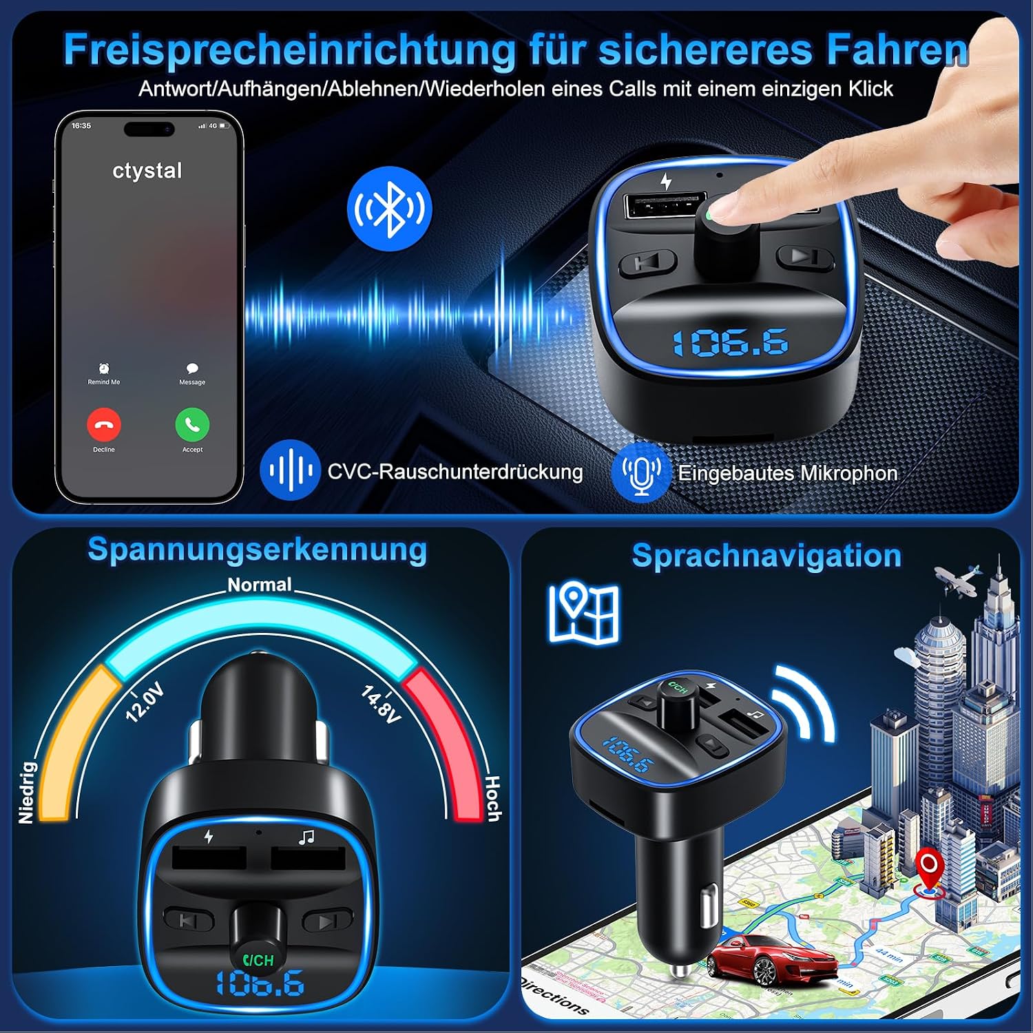 Beizkna DE50 Bluetooth 5.3 FM-Transmitter für Auto