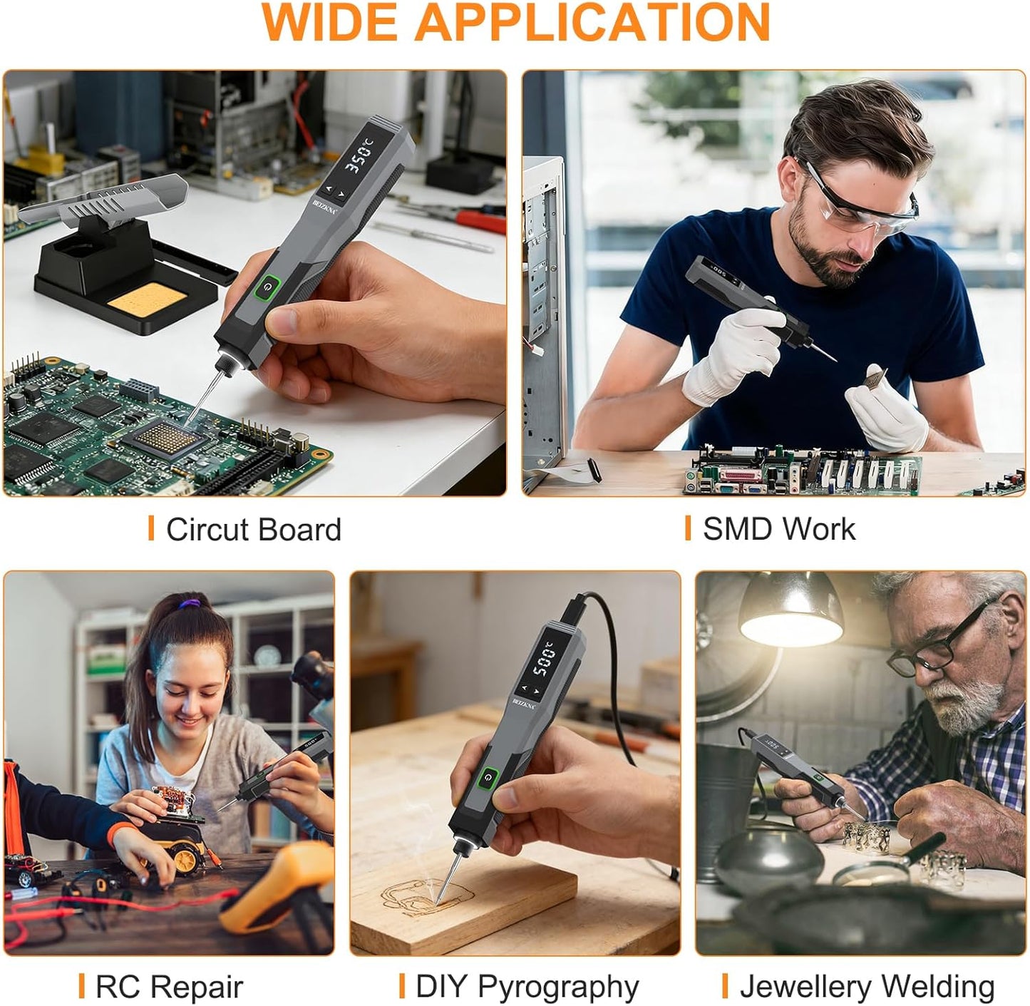 Soldering Iron Kit Cordless Soldering Iron 5s Fast Heating 392-932℉ 3200mAh Battery, LED Display, Auto Sleep, Portable Electric USB Rechargeable Solder Gun Wireless Welding Pen for Precision Repair