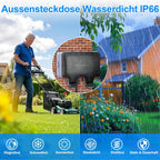 Beizkna IP66 Außensteckdose 2-fach mit 3 m Kabel & Schalter