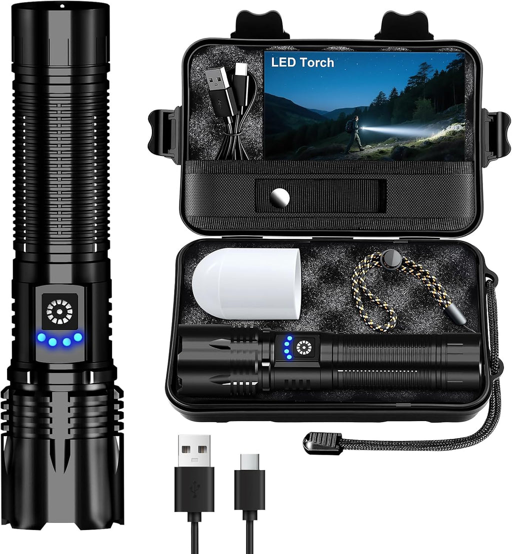 Edasion LED-Taschenlampe 50000 Lumen, USB-C, IP67