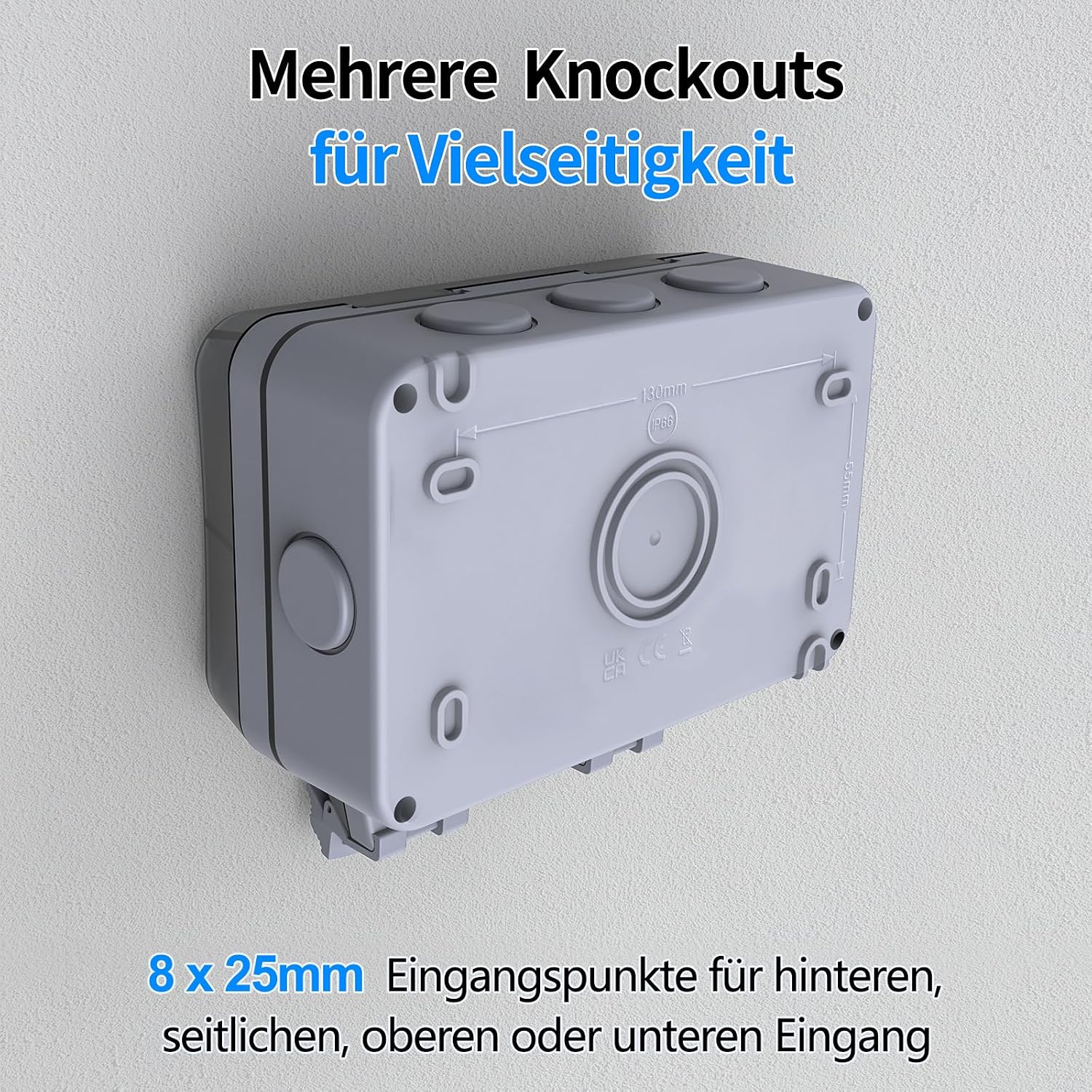 RICOKEY IP66 Außensteckdose 2-fach mit Schalter & Kontrollleuchte